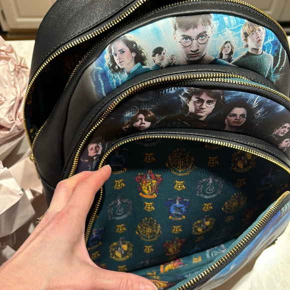 Loungefly Harry Potter Trilogy Series Triple Pocket Mini Backpack - Picture 13 of 16